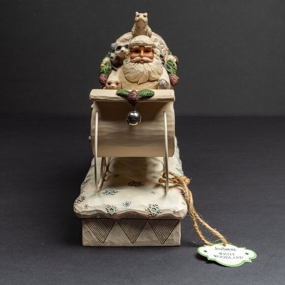 Jim Shore White Woodland Santa Sleigh Figurine – With Box – Large - Picture 4 of 8